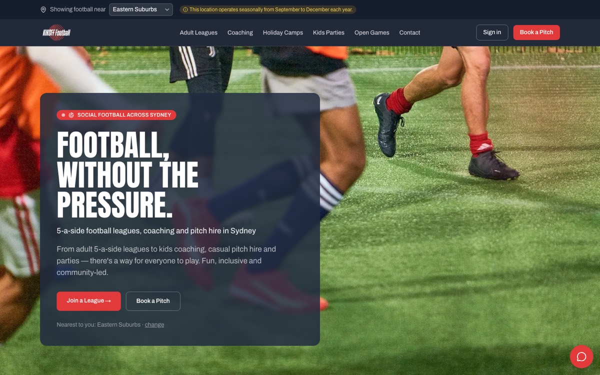 KIKOFF Football website